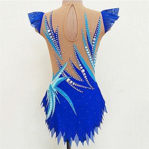 Jupes pour femmes Spandex Patinage artistique Ballet Qualité Cristaux Patinage artistique sur glace Ballroom <span class=keywords><strong>Justaucorps</strong></span> Vente en gros Gymnastique rythmique - Product Image 2