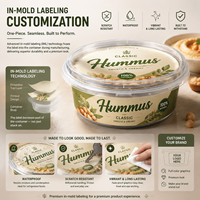 Boîte à lunch ronde personnalisée avec logo, écologique, à compartiment unique, pour l'emballage du houmous et la restauration de marque