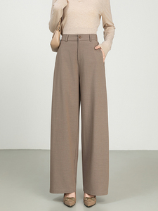 Nuovi <span class=keywords><strong>pantaloni</strong></span> larghi da <span class=keywords><strong>donna</strong></span> a vita alta versione abito di lino in cotone Casual <span class=keywords><strong>pantaloni</strong></span> di <span class=keywords><strong>lana</strong></span> con Design dritto a gamba larga - Product Image 4