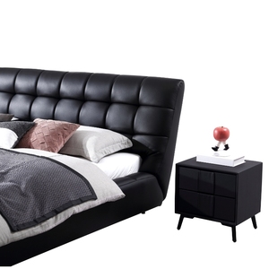 Роскошный 1,8 м итальянский минималистский дизайнерский стиль двуспальная кровать первый слой из воловьей кожи Губка кожа современная спальня - Product Image 2