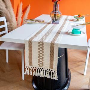 Camino de mesa de punto de algodón tejido con patrón geométrico rústico elegante con múltiples colores Durable y lavable para comedor - Product Image 6