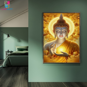 Uniart Vàng Phật Pha Lê Sứ Vải In Tường Treo Nghệ Thuật Trang Trí Nội Thất Chất Lượng Pha Lê Phật Vải Tranh In Áp Phích - Product Image 2