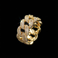 Promotion Hip Hop : Bague de mariage pour homme en Moissanite VVS1, style chaîne cubaine, entièrement pavée, plaqué or 14K