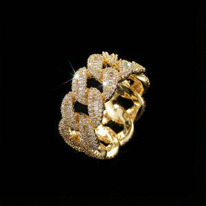 <span class=keywords><strong>Anello</strong></span> da Uomo Hip Hop in <span class=keywords><strong>Oro</strong></span> 14K Placcato con Moissanite VVS1, Catena Cuban Link Iced Icy Eternity, con Incastonatura a Pavé - Grande Offerta - Product Image 1