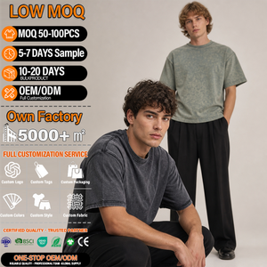 T-shirt unisexe délavé à manches courtes en coton, personnalisable avec logo, style streetwear décontracté, commande en gros - Product Image 1