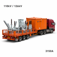 Poste de transformateur temporaire à déploiement rapide 110kV 132kV, préinstallé sur skid, 50Hz 60Hz, mobile et monté sur véhicule