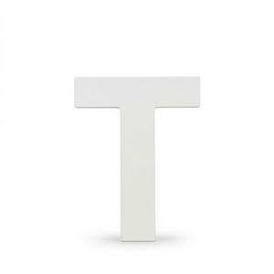Lettera T in legno per decorazione da parete, 12 pollici, finitura bianca - Product Image 2