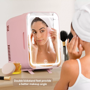 <span class=keywords><strong>Mini</strong></span> Refrigerador Eléctrico Portátil de 4L, Color Rosa, con Puerta de Espejo, Intensidad de Luz Ajustable, Bajo Nivel de Ruido, <span class=keywords><strong>para</strong></span> Uso en Hoteles, Ahorro de Energía - Product Image 2