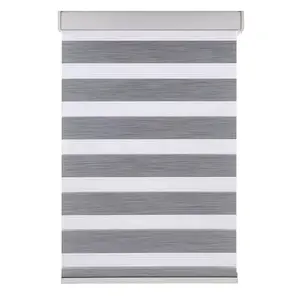 Ready Ship Window Decorative Roller Blinds Double Layer Roller Curtains White Grey Color Zebra Blind