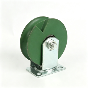 Rouleau de porte à rainure en V certifié CE avec support, en acier galvanisé robuste, double roulement, disponible en version OEM - Product Image 1