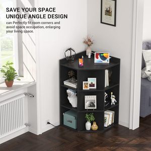 Étagère d'<span class=keywords><strong>angle</strong></span>, armoire de rangement noire pour le rangement des jouets, idéale pour les petits espaces, chambre à coucher, salon - Product Image 5