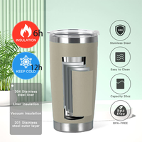 Vaso Térmico para Auto de 20oz, Taza para Cerveza, Termo de Acero Inoxidable de 600ml con Tapa Deslizante de Plástico, Venta Caliente