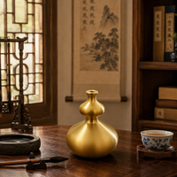 Brûleur d'encens en laiton personnalisé Dunyi en forme de calebasse, poli à la main, sur pied haut, style zen japonais, pour usage domestique