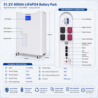 Système de stockage d'énergie solaire pour appareils ménagers Solard 51V 600Ah avec contrôle BMS avancé, batterie de stockage d'énergie empilable de 30 kWh