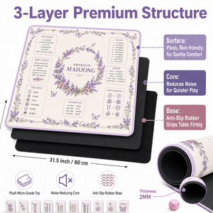 Tapete de Mahjong de Lujo con Diseño de Mariposas Púrpuras, Tapete de Juego de Neopreno con Reducción de Ruido, con Bolsa de Viaje para Regalos - Product Image 5