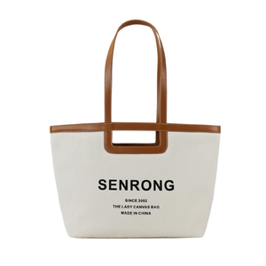 กระเป๋าผ้าแคนวาสธรรมชาติขนาด 12 ออนซ์ พร้อมหูหิ้วหนัง 2 in 1 สีและขนาดตามสั่ง กระเป๋าช้อปปิ้งแบบใช้ซ้ำได้ - Product Image 1