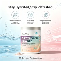 LuvVita Keto Friendly, Polvo Electrolítico Sabor Frambuesa y Limón, Sin Azúcar, Bebida Hidratante, Nutrición Deportiva, ODM/OEM
