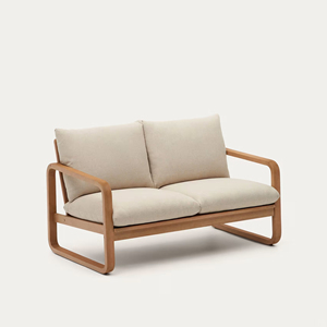 Divano da Esterno per Giardino e Patio a Due Posti in Legno Massello con Cuscino Naturale - <span class=keywords><strong>Nisa</strong></span> - Product Image 1