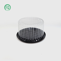 Boîtes à gâteaux biodégradables avec couvercle transparent rond et base noire