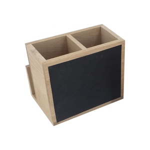 Natural Beech Wood Material <strong>Kitchen</strong> and Bar Table Top Wooden Condiment Storage Box with Chalkboard - Product Image 2