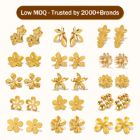Pendientes HOVANCI de Acero Inoxidable para Mujer, Chapados en Oro de 18K, Estilo Francés, con Diseño de Flor Grande y Textura Satinada