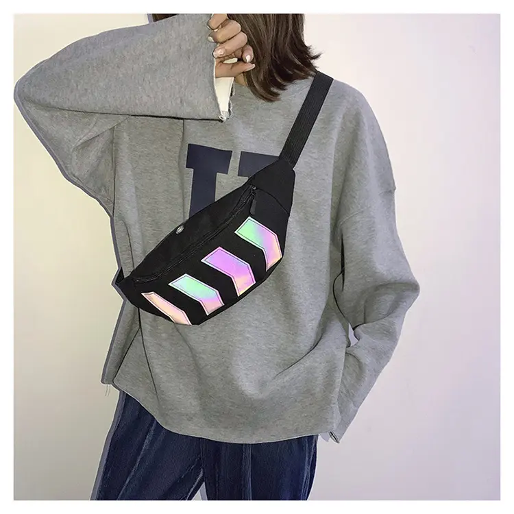 Reflective Strip Travel Phone Brusttasche für Frauen Stylish Casual Women Canvas Gürtel tasche Sling Bags