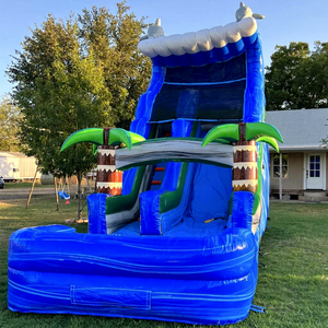 Tobogán acuático inflable tropical con piscina para niños, ideal para fiestas de verano en el patio trasero. - Product Image 1