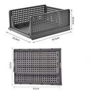 Organisateur de garde-robe rectangulaire avec cloison superposée et panier à vêtements empilable Support de rangement pliable en plastique (PP) au design moderne