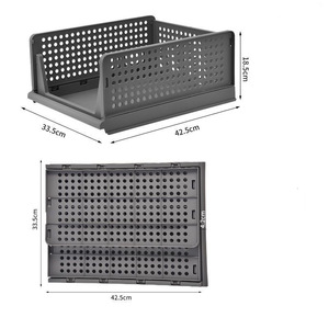 Estante de almacenamiento plegable de plástico (PP) de diseño moderno organizador de armario rectangular con partición en capas y cesta de ropa apilable - Product Image 5