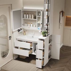Customized waterproof <b>side</b> storage partition cabinet ceramic seamless basin honeycomb aluminum bathroom cabinet - Product Image 5