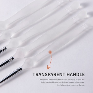 Fuumuui-Juego de pinceles para manicura, Set de 5 pinceles para pulir <span class=keywords><strong>uñas</strong></span> con mango acrílico transparente mate personalizado, delineador fino para pintura artística, <span class=keywords><strong>2021</strong></span> - Product Image 6