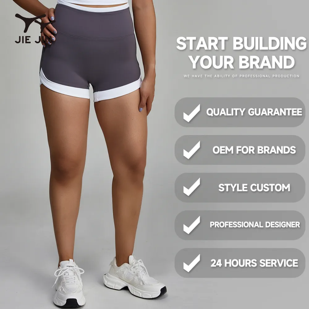 Jijin personalizzato Logo estivo da donna in tinta unita a compressione ad asciugatura rapida per allenamento pantaloncini da Fitness