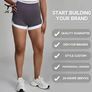 JIEJIN Shorts de compressão para corrida e treinamento de corrida, logotipo personalizado, cor sólida, para mulheres, verão, secagem rápida