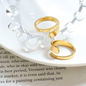 Anillo de Aro Chapado en Oro Popular, Anillo de Dedo de Acero Inoxidable, Joyería - Product Image 2