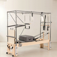 Reformer de Pilates Profesional de Madera de Arce con Trapecio Completo para Entrenamiento de Fuerza
