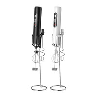 Mousseur à lait électrique moderne en plastique écologique avec port de charge USB-C rechargeable, batteur à café, mixeur, blender