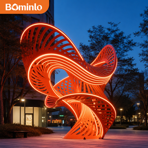 Escultura de Cinta de Möbius Iluminada por LED de Acero Inoxidable, Bucle Infinito Perforado, Arte Metálico Moderno Grande para Parque Twilight - Product Image 3