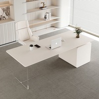 Table rock de luxe légère ensemble table et chaises acrylique transparent bureau grand espace de rangement immeuble de bureaux