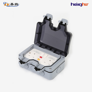 ปลั๊กไฟกันน้ำกลางแจ้งมาตรฐานอังกฤษ GFCI 2 ช่อง IP66 วัสดุ ABS ปลั๊กพ่วง - Product Image 3
