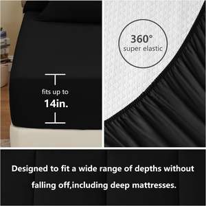 קינג סייז גודל סט 7 יח 'מיטה בשקית מיטה שחורה מיטת מצעים סטים עם כל העונה - Product Image 6