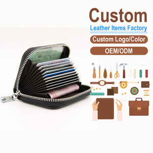 Fashionable Leather <b>Card</b> Case with Zipper Closure and RFID Protection Multi-Slot Design for Daily Use - Product Image 1