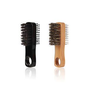 Mini peigne Double face brosses à poils de sanglier portables salon de coiffure <span class=keywords><strong>brosse</strong></span> à <span class=keywords><strong>barbe</strong></span> en bois naturel pour hommes - Product Image 2