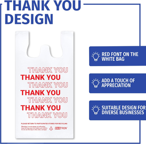 Bolsas de Plástico PE Resistentes, 1000 Unidades, Blancas con Asa, 4 Galones, Bolsas de Basura Tipo Camiseta, para Compras, Pequeños Negocios y Restaurantes - Product Image 2