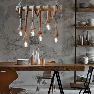 Industriale Stile Retrò Sala da pranzo <span class=keywords><strong>Cucina</strong></span> Corda Ristorante Lampadario di Casa <span class=keywords><strong>Rustica</strong></span> di Canapa Decorativa Lampadario - Product Image 5