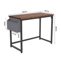 Bureau d'ordinateur portable pliable moderne et robuste en MDF et métal avec prises électriques, USB, sac de rangement, crochet, gain de place, simple