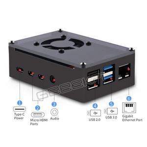 Carcasa de chasis 52Pi ZP-0147, cubierta superior acrílica y caja de refrigeración de aleación de aluminio para Raspberry Pi 4B <span class=keywords><strong>E635</strong></span> - Product Image 5