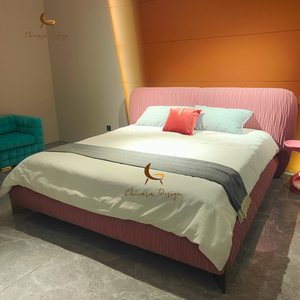 Cama Doble Moderna de Lujo, Tapizada en Cuero, con Base de Madera, Estilo Princesa - Product Image 2