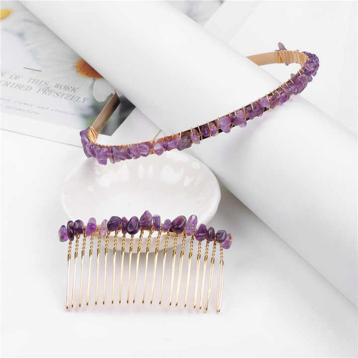 ライトグレイ/パープルのお花チャーム付マットアクリルバナナクリップ