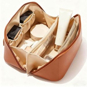 Pochette en cuir PU Cj419, rangement pour produits de soin de la peau, trousse de toilette imperméable, organiseur de maquillage, sacs cosmétiques - Product Image 1
