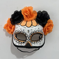 Masques de bal masqué mexicain pour Halloween - Jour des Morts - Masque fantôme fleuri
